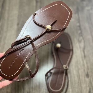 NEW Lara Sandal in Espresso Loeffler Randall Brown Leather Sandals with T-Strap